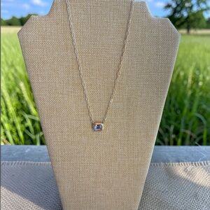 Delicate Gold Necklace with Blue Crystal Pendant